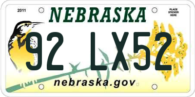 NE license plate 92LX52