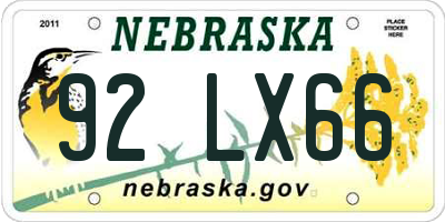 NE license plate 92LX66
