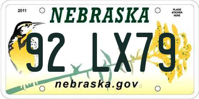 NE license plate 92LX79