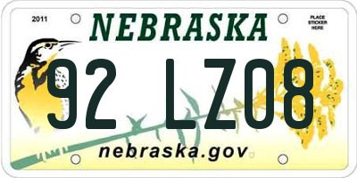 NE license plate 92LZ08