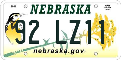 NE license plate 92LZ11