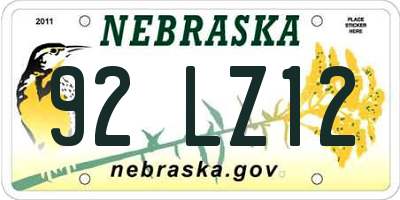 NE license plate 92LZ12