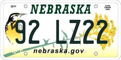NE license plate 92LZ22