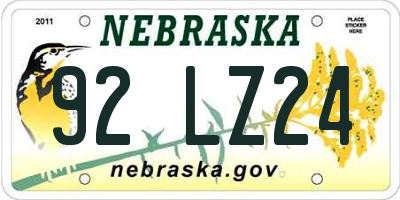 NE license plate 92LZ24