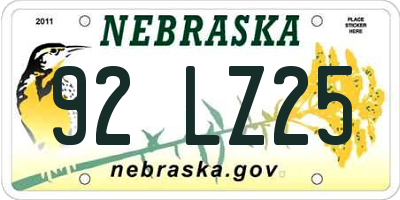 NE license plate 92LZ25