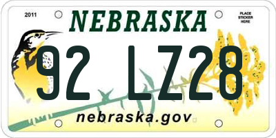 NE license plate 92LZ28