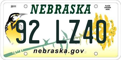 NE license plate 92LZ40