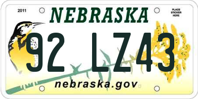 NE license plate 92LZ43