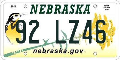 NE license plate 92LZ46