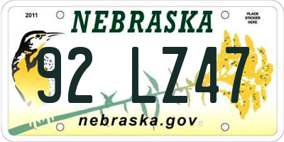 NE license plate 92LZ47