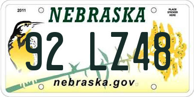 NE license plate 92LZ48