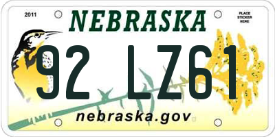 NE license plate 92LZ61