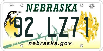 NE license plate 92LZ71