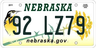 NE license plate 92LZ79