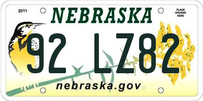 NE license plate 92LZ82