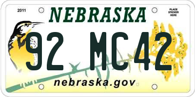 NE license plate 92MC42