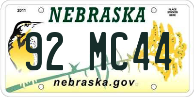 NE license plate 92MC44