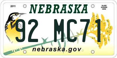 NE license plate 92MC71