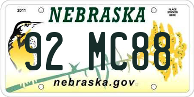 NE license plate 92MC88