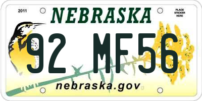 NE license plate 92MF56