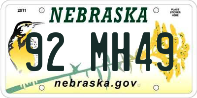 NE license plate 92MH49
