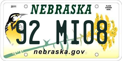 NE license plate 92MI08