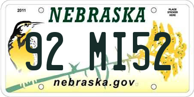NE license plate 92MI52
