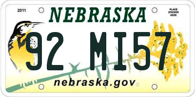 NE license plate 92MI57