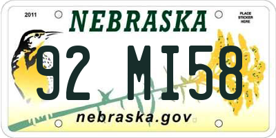 NE license plate 92MI58