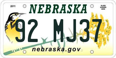 NE license plate 92MJ37