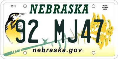 NE license plate 92MJ47