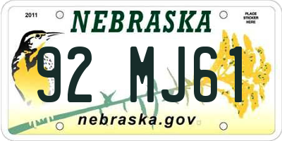 NE license plate 92MJ61