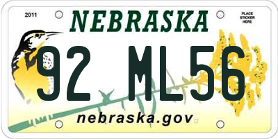 NE license plate 92ML56