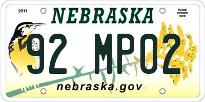 NE license plate 92MP02