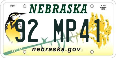 NE license plate 92MP41