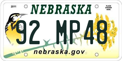 NE license plate 92MP48