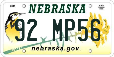 NE license plate 92MP56
