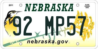 NE license plate 92MP57