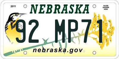 NE license plate 92MP71