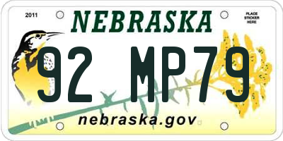 NE license plate 92MP79