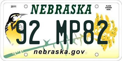 NE license plate 92MP82