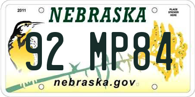 NE license plate 92MP84