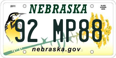 NE license plate 92MP88