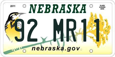 NE license plate 92MR11