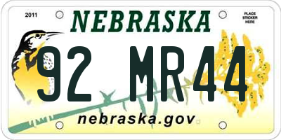 NE license plate 92MR44