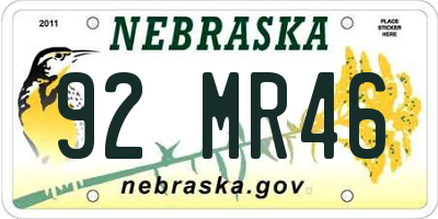 NE license plate 92MR46