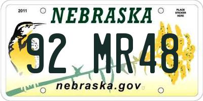 NE license plate 92MR48