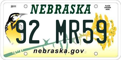 NE license plate 92MR59
