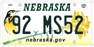 NE license plate 92MS52