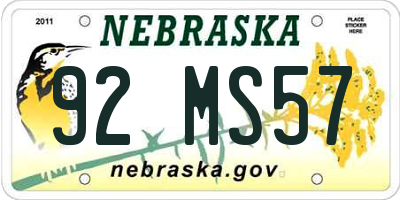 NE license plate 92MS57